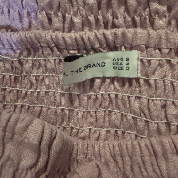 Faithfull The Brand Annibelis Linen Lilac Purple Smocked Stretch Dress Size S - Picture 7 of 10